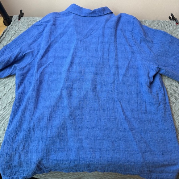 TAHARI Linen Cotton Popover Shirt 1X Coastal Breathable Textured Relaxed Resort - Picture 5 of 5